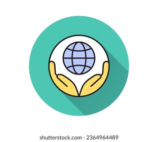 Icono plano ESG. Ilustración simple con sombra larga para diseño gráfico y web.
