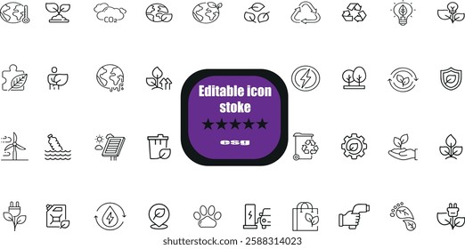 ESG flat line icon set. Outline icon collection related to ecology,