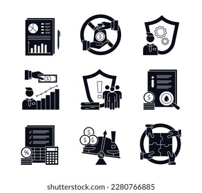 ESG Governance concepts, icons set. Vector illustration isolated on a white background
