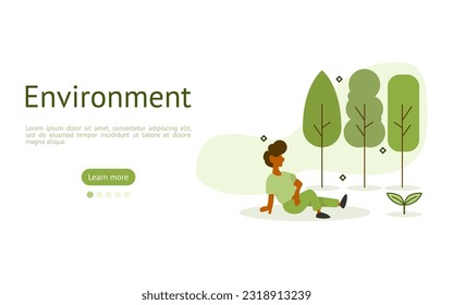 ESG, green energy sustainability illustration set. nature is recovering by using natural electricity. nature rejuvenation. Clean energy concept vector.