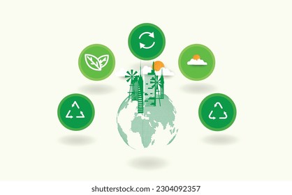 ESG Icon Banner - Environment, Society and Governance environmental concept social connection related icons environmental friendly icon set