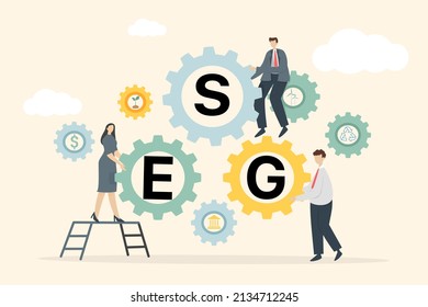 ESG icon comcept - Environmental, Social and Corporate Governance. Info banner calling to remember the involvement of this company in solving environmental, social and management problems. Vactor