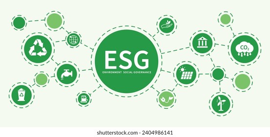 Icono de ESG para el medio ambiente, la sociedad y la gobernanza en los negocios sostenibles y los negocios ecológicos. sobre un fondo blanco