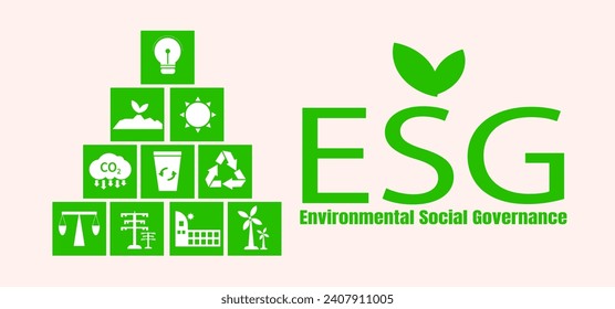 ESG icon concept for environment, society and governance in sustainable business and green business. on a white background