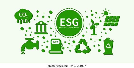 ESG icon concept for environment, society and governance in sustainable business and green business. on a white background
