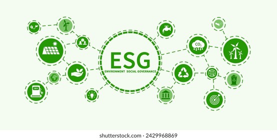 ESG icon concept for environment, society and governance in sustainable business and green business. on a white background