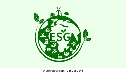 ESG icon concept for environment, society and governance in sustainable business and green business. on a white background