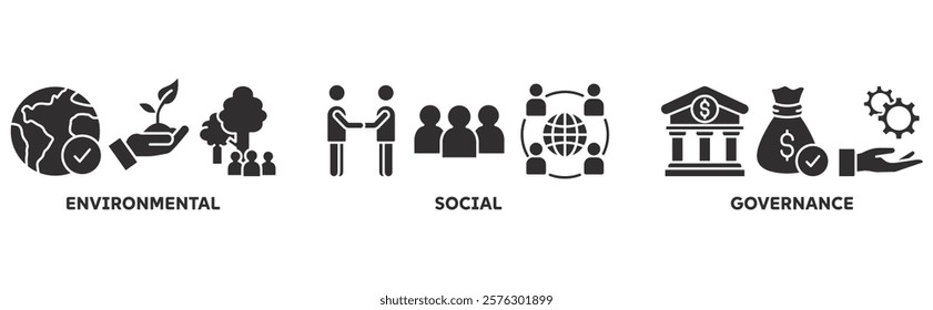 ESG icon set illustration concept with icon of environmental, social, governance