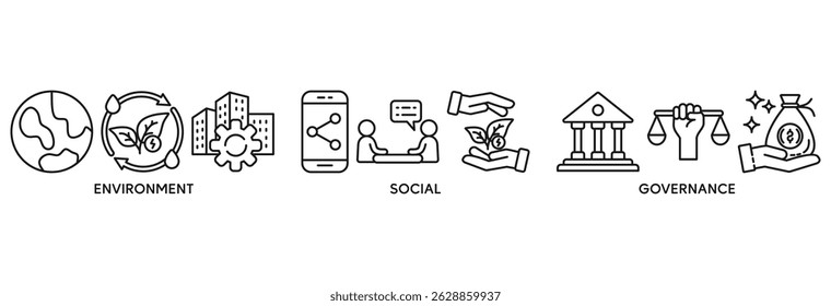 ESG icon set vector illustration concept relate to Environment Social Governance of corporate sustainability performance for investment screening
