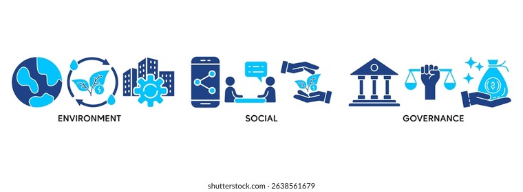 ESG icon set vector illustration concept relate to Environment Social Governance of corporate sustainability performance for investment screening