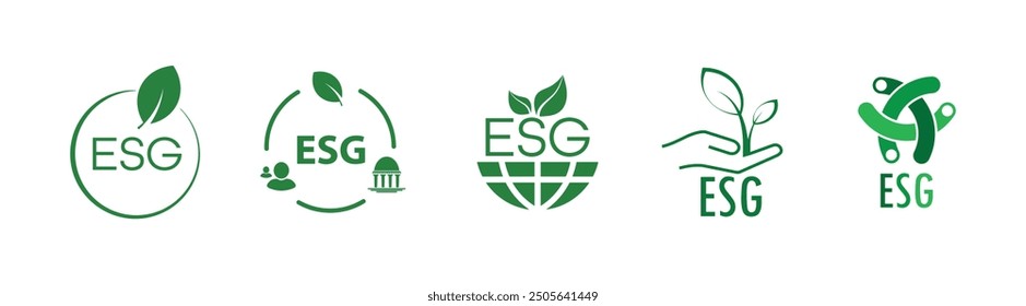 Iconos de ESG sobre fondo blanco