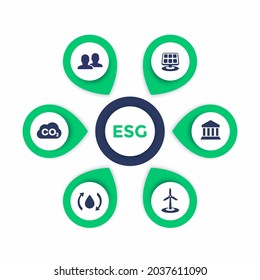 ESG infographics, Environmental, social governance vector icons