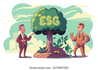 ESG investment - Environmental Social Governance illustration. Sustainable business cartoon vector illustration.