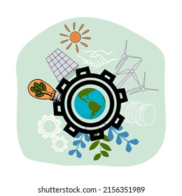 ESG planet vector flat illustration. for environmental, social, and governance in sustainable and ethical business on the Network connection 