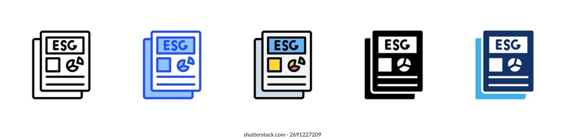 ESG Reporting-Symbolsammlung mit mehreren Stilen