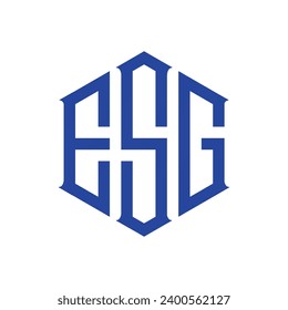 Esg shield con forma de polígono diseño de logotipo plantilla vectorial | logotipo de monograma 