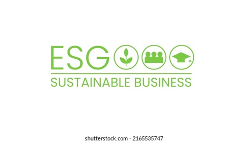 Icono de símbolo del logotipo de negocios sostenible ESG aislado en blanco. Gobernanza ambiental social corporativa. Concepto de objetivos de crecimiento del desarrollo sostenible. Etiqueta ecológica de negocios.