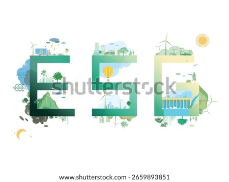 ESG text shows by the green environmental its suit to add words inside about ESG - Environmental, Social, and Governance vector illustration graphic EPS 10