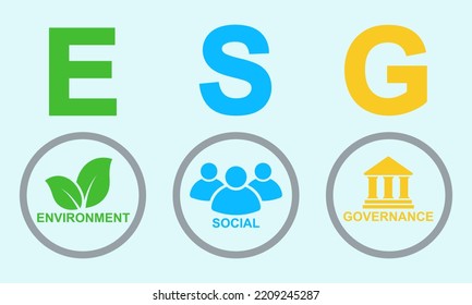 Icono vector ESG. Estrategia ambiental, social y de gobernanza. Vector 10 EPS.