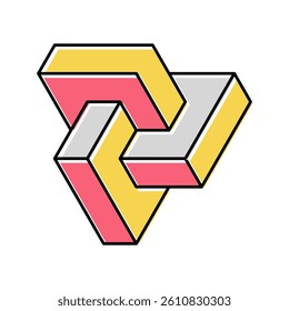 esher impossible geometric shape color icon vector. esher impossible geometric shape sign. isolated symbol illustration
