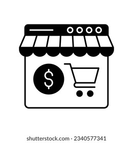 Eshop Glyph Vector Icon that can easily edit or modify

