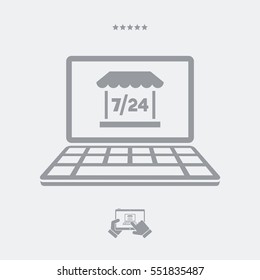 E-shop open 7/24 - Vector flat icon