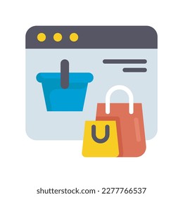 Ilustración de diseño de icono plano vectorial e-shop. Símbolo de desarrollo y marketing SEO sobre el fondo blanco del archivo EPS 10