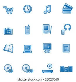 E-shop web icons, blue series