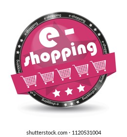 E-Shopping Cart Glossy Button - Vector Illustration - Isolated On White Background