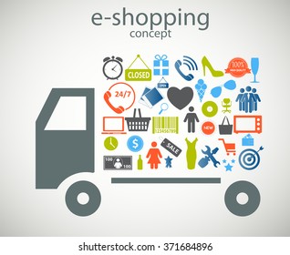e-shopping concept  icons vector illustration