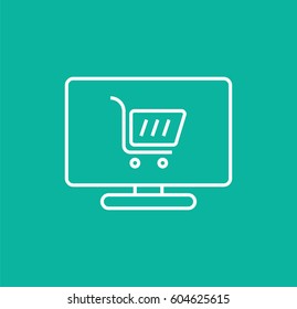 e-shopping icon. Linear style. Isolated vector.