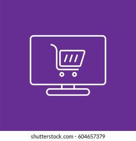 e-shopping icon. Linear style. Isolated vector.