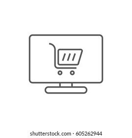 e-shopping icon. Linear style. Isolated vector.