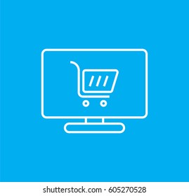 e-shopping icon. Linear style. Isolated vector.