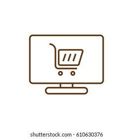 e-shopping icon. Linear style. Isolated vector.
