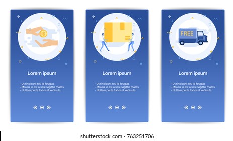 e-shopping set de Mobile Apps Onboard Designs. Diseñar páginas estatales vacías para sitios web 