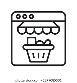 E-shopping vector outline  Icon Design illustration. SEO Development And Marketing Symbol on White background EPS 10 File