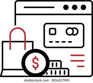 eshopping website or estore Vector Icon Design, Business and Management Symbol, Banking and finance Sign, ECommerce and Delivery Stock illustration, Digital Shopping Concept