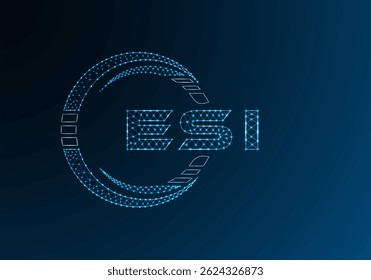 Projeto de vetor de logotipo de letra poli baixa ESI. Design de logotipo ESI lower poly. Logotipo poli baixo.