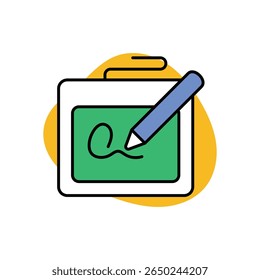 Ilustração de estoque de vetor de ícone de assinatura eletrônica