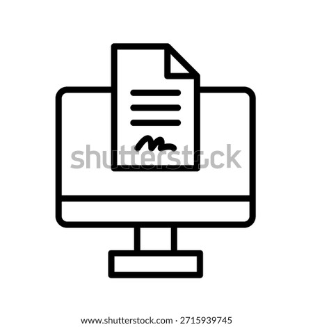E-Signature Outline Icon Vector Illustration
