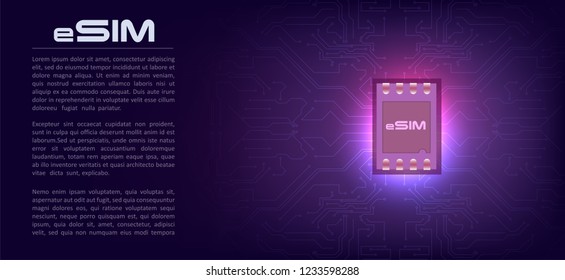 eSIM card chip sign. Embedded SIM concept