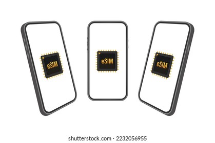 eSIM card chip sign. Embedded SIM concept. New mobile communication technology. Vector stock illustration