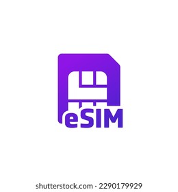 eSIM card icon on white, vector