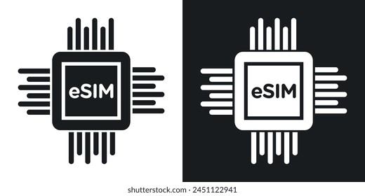 ESIM Card Integration Icon Set Featuring Digital SIM Technology for Smartphones