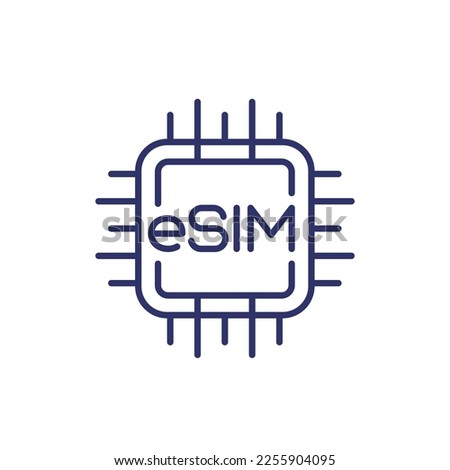 eSIM card line icon on white