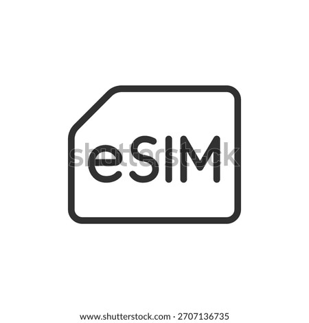 eSIM card, linear icon. Embedded mobile network module. Line with editable stroke.