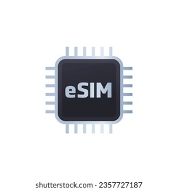 eSIM-Karte, Vektorsymbol auf Weiß