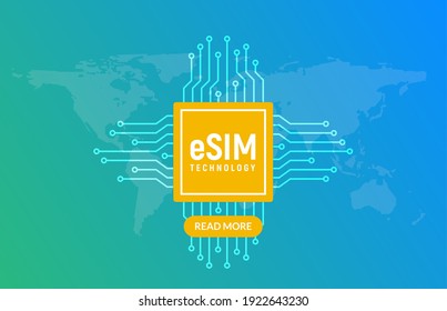 Esim Chip Card Concept Icon. Smartphone-Smart-Konzept mit integrierter Sim-Card-Karte