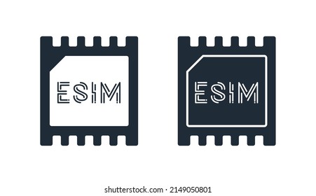 Esim Chip Card Concept Icon. Smartphone-Smart-Konzept mit integrierter Sim-Card-Karte